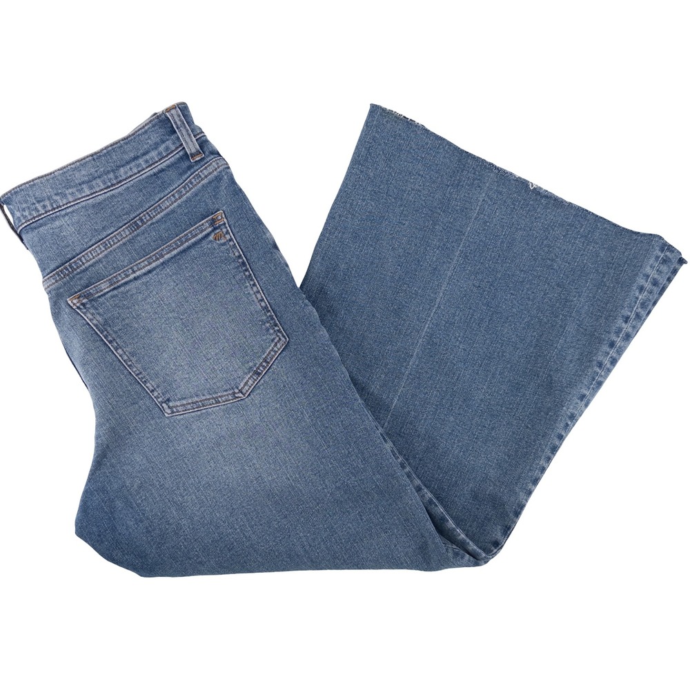 Madewell Womens 31 Flared Wide Leg Jeans Blue High Rise Raw Hem Boho Retro 34x26